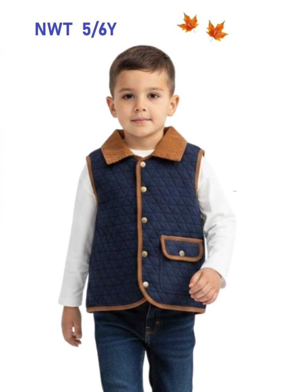 Me & Henry Quilted Vest Lightweight Layering Season-Friendly - Size 5/6Y